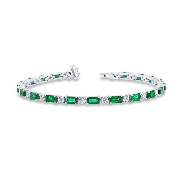 Uneek Precious Collection Emerald Cut Emerald Link Bracelet Parris Jewelers Hattiesburg, MS