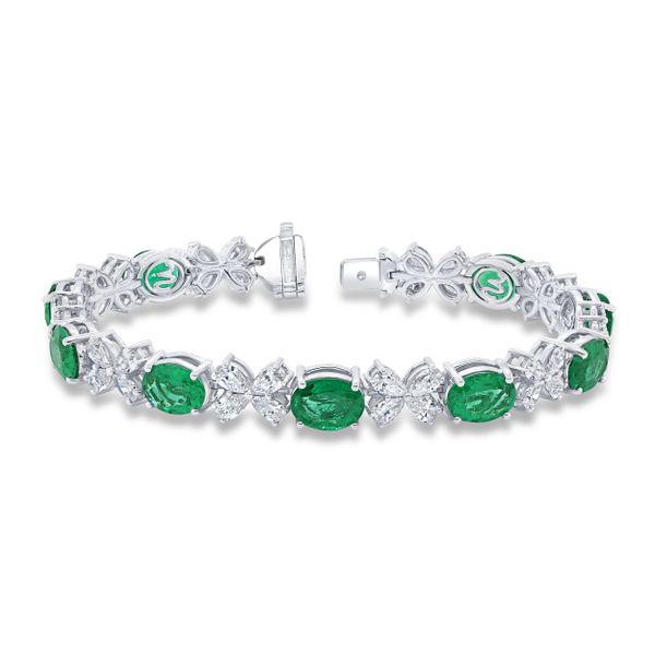 Uneek Precious Collection Oval Shaped Emerald Tennis Bracelet Aires Jewelers Morris Plains, NJ