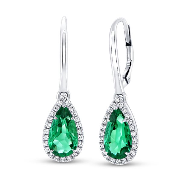 Uneek Presious Pear Shaped Green Emerald Earrings Mystique Jewelers Alexandria, VA