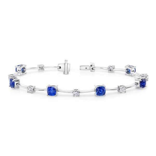Uneek Cushion-Cut Sapphire Bracelet with Round Diamond Accents Pickens Jewelers, Inc. Atlanta, GA