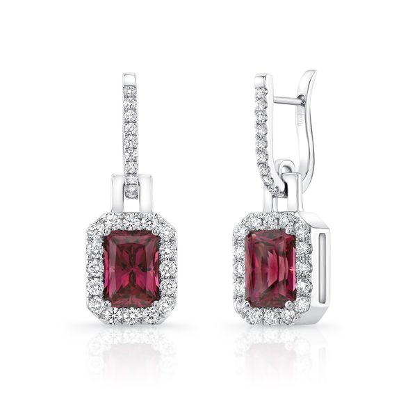Uneek Rhodolite Diamond Earrings Brummitt Jewelry Design Studio LLC Raleigh, NC