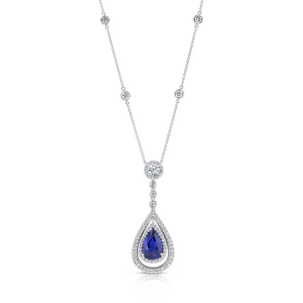 Uneek Blue Sapphire Diamond Pendant Mystique Jewelers Alexandria, VA
