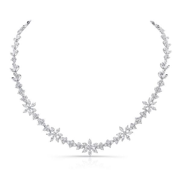 Uneek Marquise and Round Diamond Floral and Foliate Necklace D. Geller & Son Jewelers Atlanta, GA