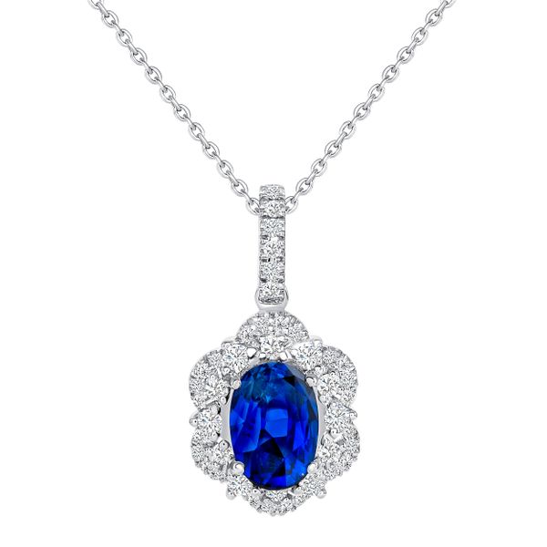 Uneek Blue Sapphire Diamond Pendant Brummitt Jewelry Design Studio LLC Raleigh, NC