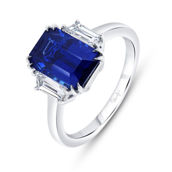 Uneek Emerald Cut Blue Sapphire Engagement Ring Mystique Jewelers Alexandria, VA