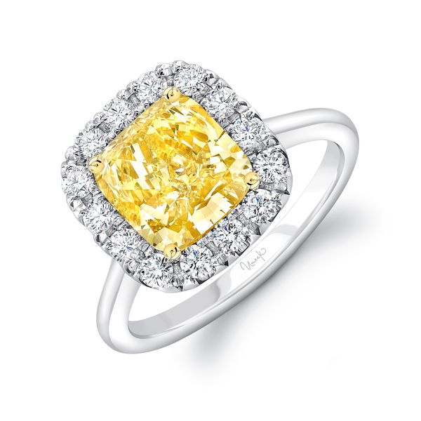 Uneek Cushion Shaped Yellow Diamond Engagement Ring Brummitt Jewelry Design Studio LLC Raleigh, NC