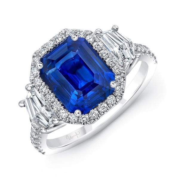 Uneek Emerald Cut Blue Sapphire Engagement Ring Pickens Jewelers, Inc. Atlanta, GA