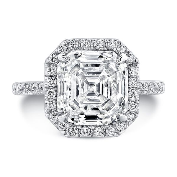 Uneek 4-Carat Asscher-Cut Diamond Halo Ring Brummitt Jewelry Design Studio LLC Raleigh, NC