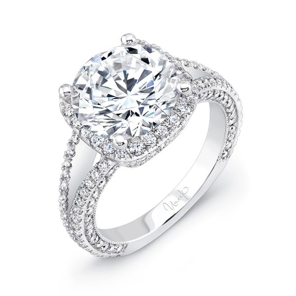 Uneek Halo Split Shank Cushion Diamond Semi Mount Pickens Jewelers, Inc. Atlanta, GA