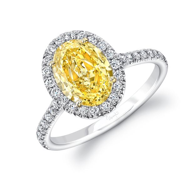 Uneek Oval Fancy Yellow Diamond Halo Ring Mystique Jewelers Alexandria, VA