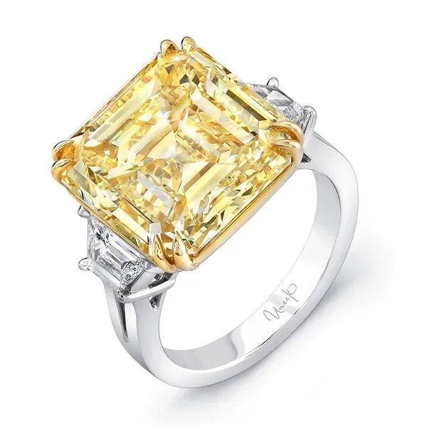 Asscher cut yellow diamond engagement rings Clearance