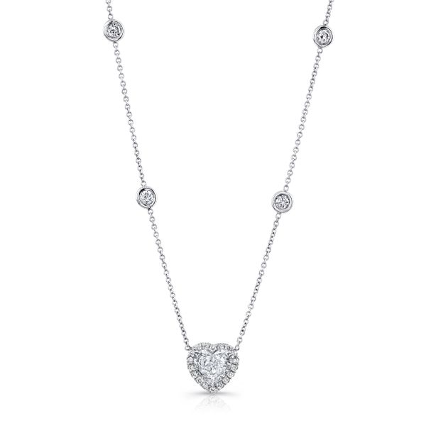 Uneek Heart-Shaped Diamond Pendant Necklace with Halo Mystique Jewelers Alexandria, VA
