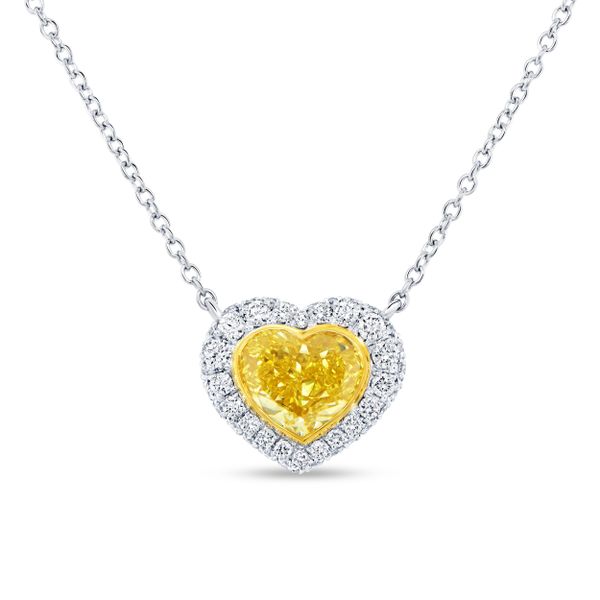 Uneek Natureal Heart Shaped Yellow Diamond Pendant Mystique Jewelers Alexandria, VA