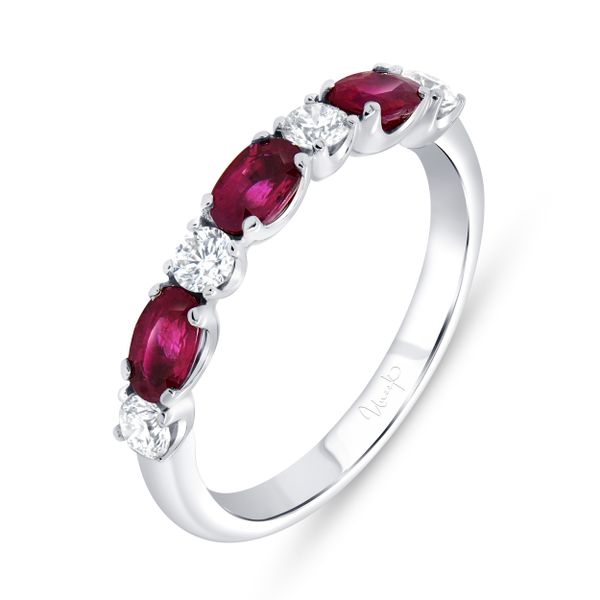 Uneek Anniversary Precious Straight Ruby Diamond Fashion Ring Brummitt Jewelry Design Studio LLC Raleigh, NC