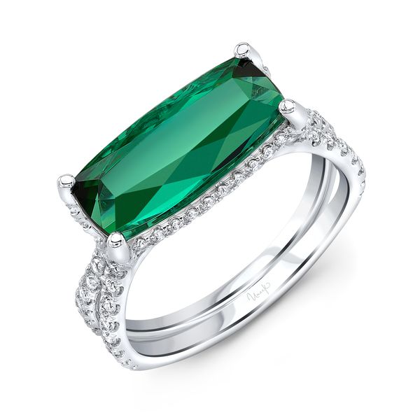 Uneek Cushion Green Indicolite Tourmaline Engagement Ring Brummitt Jewelry Design Studio LLC Raleigh, NC