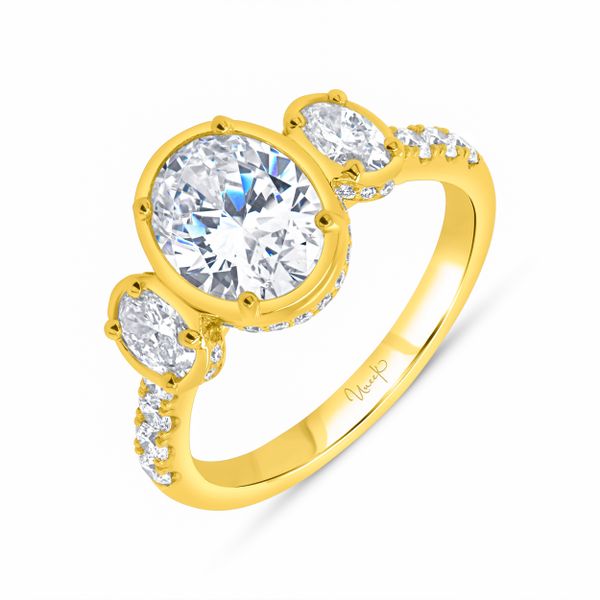 Uneek Alexandria Collection Three-Stone Oval Shaped Engagement Ring D. Geller & Son Jewelers Atlanta, GA