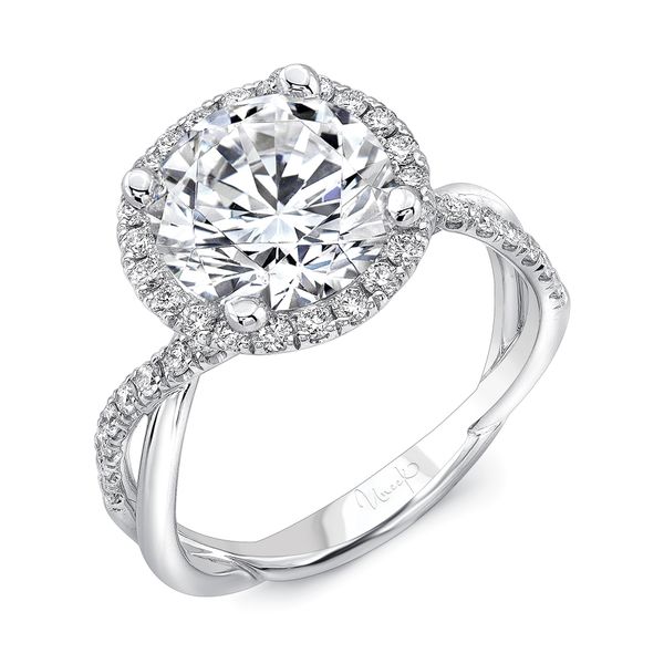 Uneek 3-Carat Round Diamond Halo Engagement Ring with Infinity-Style Crisscross Shank Parris Jewelers Hattiesburg, MS