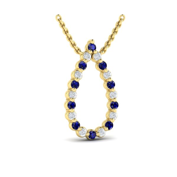 Velisa Necklace with Round Sapphire | 0.45 carats Round Sapphire Unique  Pendant in 14k White Gold | Diamondere