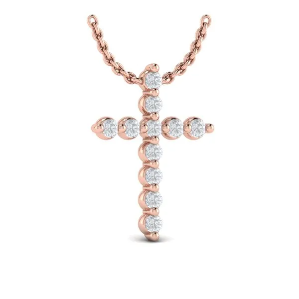 Vlora Diamond Cross Pendant Necklace VP60067-RG 14KR Troy | Harris