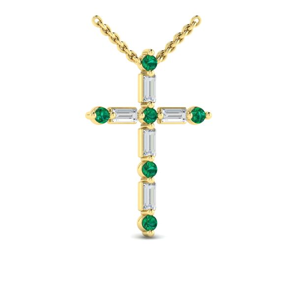 14K Yellow Gold & Emerald Cross Pendant – Donald Haack Diamonds