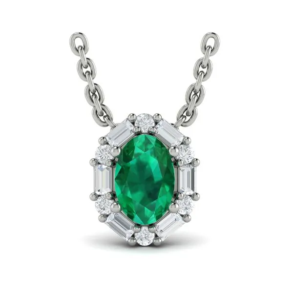 Oval Emerald and Diamond Baguette Pendant VP60776E-14WG James