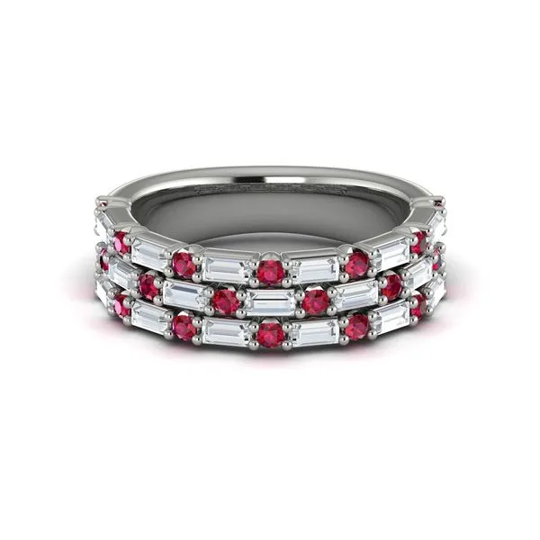 Diamond and Ruby Two Row Ring