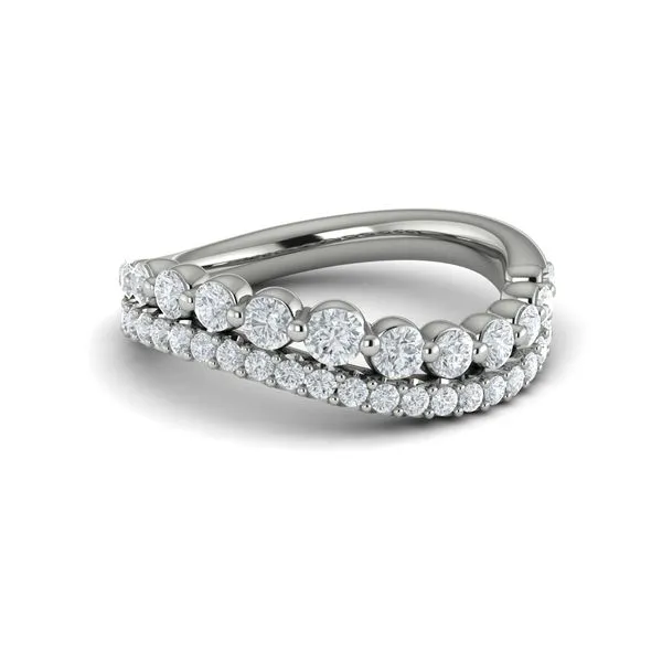 Diamond Two Row Curved Ring