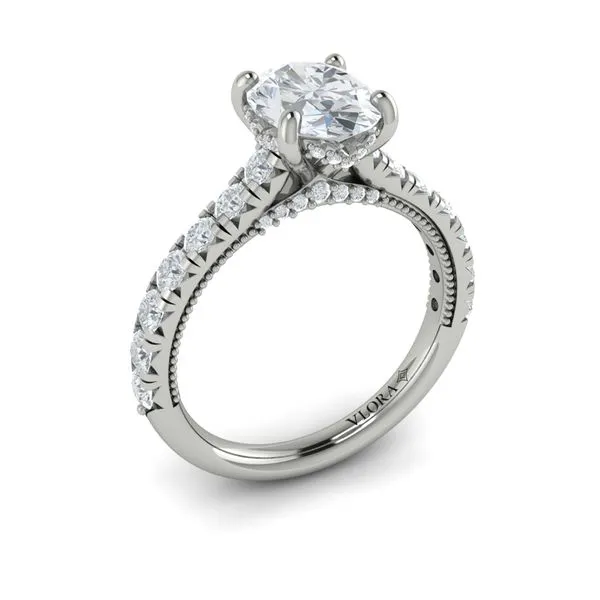 French Cathedral Oval Hidden Halo Engagement Ring Geller