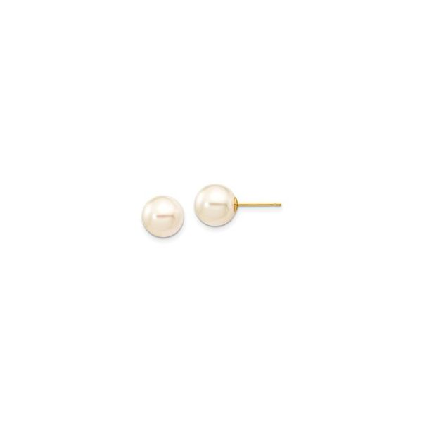 14k 8-9mm Round White Akoya Cultured Pearl Stud Post Earrings George & Company Diamond Jewelers Dickson City, PA