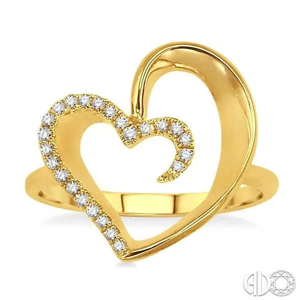 1/10 Ctw Round Cut Diamond Heart Shape Ring in 14K Yellow Gold