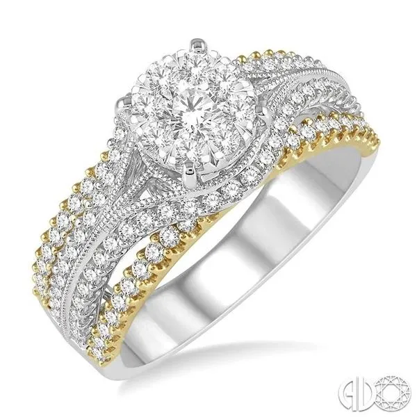1 1/10 Ctw Round Diamond Lovebright Solitaire Style Engagement Ring in 14K White and Yellow Gold similar item image