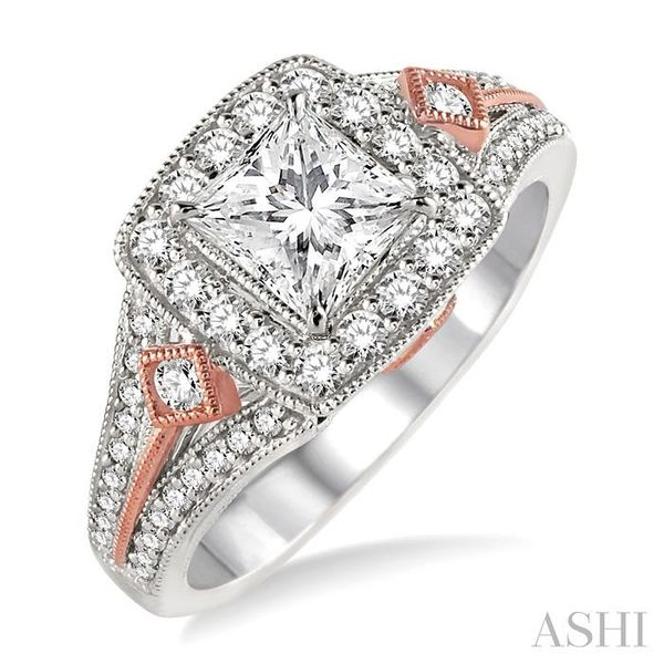 1/2 Ctw Diamond Semi-mount Engagement Ring in 14K White and Rose Gold Grogan Jewelers Florence, AL