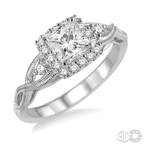 5/8 Ctw Diamond Engagement Ring with 3/8 Ct Princess Cut Center Stone in 14K White Gold similar item image