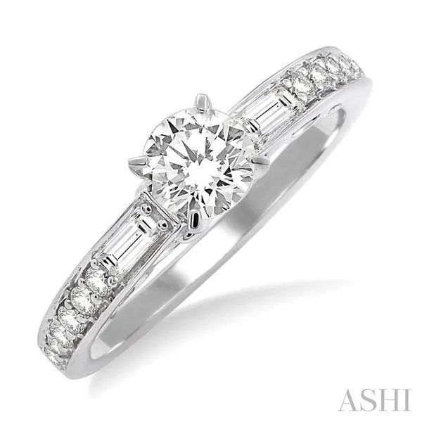 5/8 Ctw Diamond Engagement Ring with 3/8 Ct Round Cut Center Stone in 14K White Gold similar item image