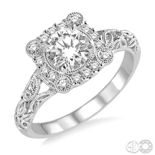 5/8 Ctw Diamond Engagement Ring with 3/8 Ct Round Cut Center Stone in 14K White Gold similar item image