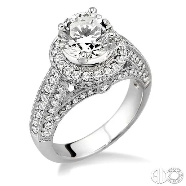 1 Ctw Diamond Semi-Mount Engagement Ring in 14K White Gold