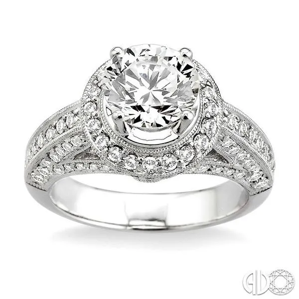 1 Ctw Diamond Semi-Mount Engagement Ring in 14K White Gold