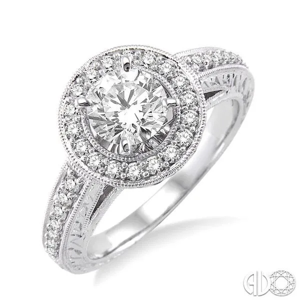 1 Ctw Diamond Engagement Ring with 5/8 Ct Round Cut Center Stone in 14K White Gold similar item image