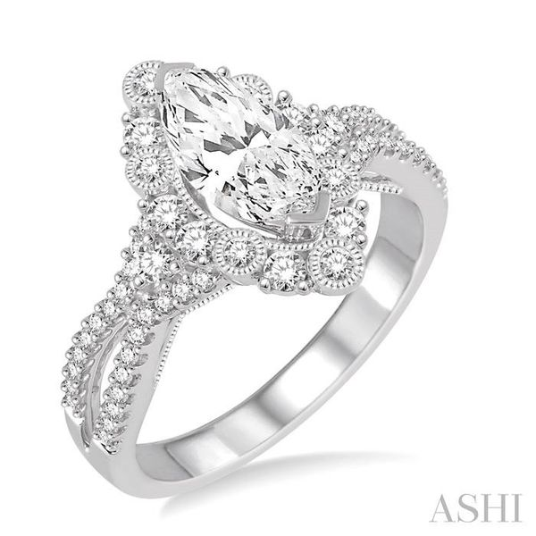 1/2 Ctw Diamond Semi-mount Engagement Ring in 14K White Gold Grogan Jewelers Florence, AL