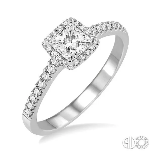 3/8 Ctw Diamond Engagement Ring with 1/5 Ct Princess Cut Center stone in 14K White Gold similar item image