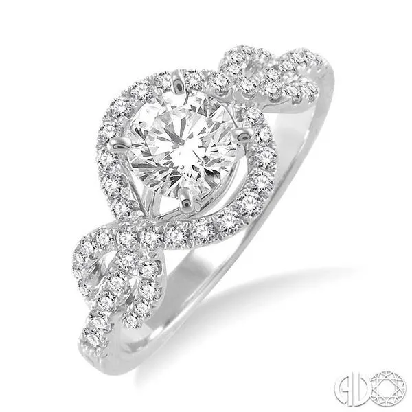 1 Ctw Diamond Engagement Ring with 5/8 Ct Round Cut Center Stone in 14K White Gold similar item image