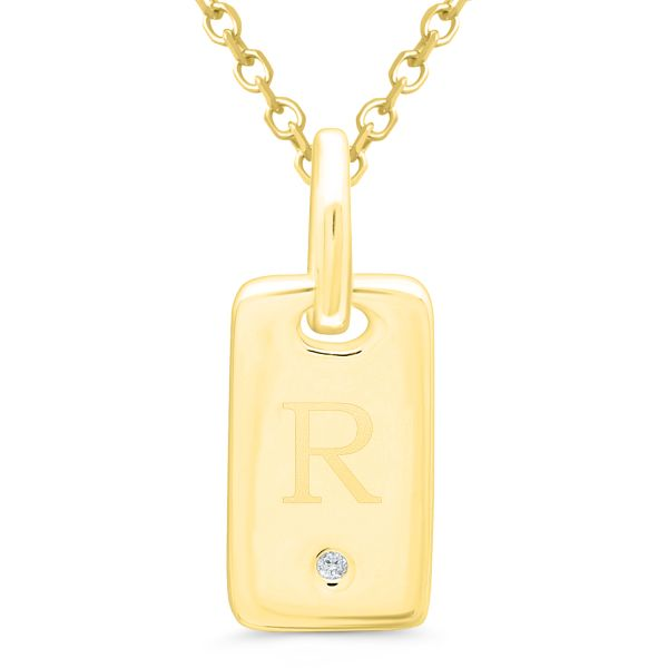 Dog Tag "R" Necklace with Chain Grogan Jewelers Florence, AL