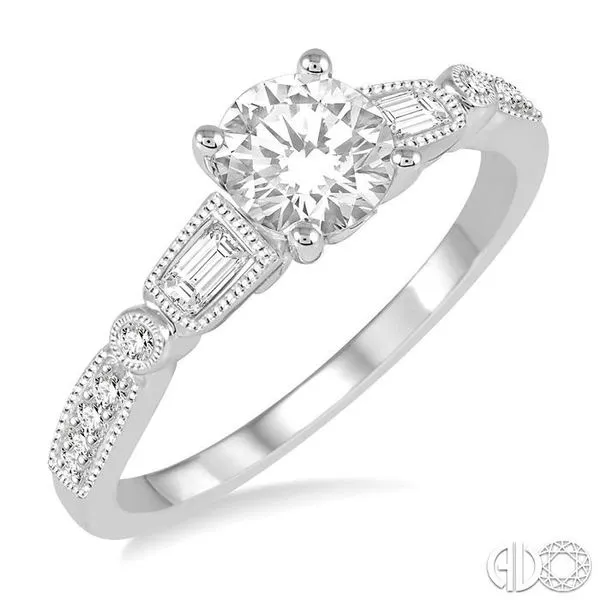 5/8 Ctw Diamond Engagement Ring with 3/8 Ct Round Cut Center Stone in 14K White Gold similar item image