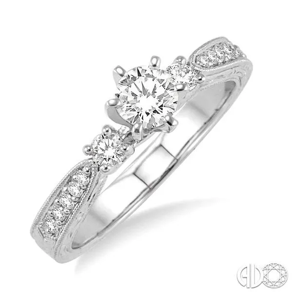 5/8 Ctw Diamond Engagement Ring with 3/8 Ct Round Cut Center Stone in 14K White Gold similar item image