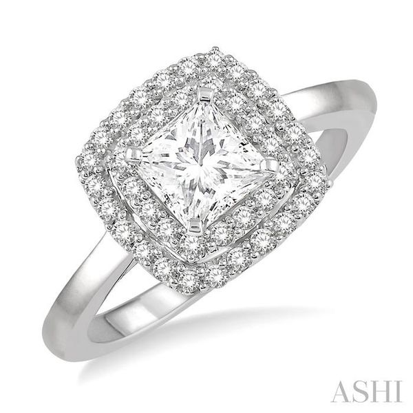 1/3 ctw Round Cut Halo Semi-Mount Diamond Engagement Ring in 14K White Gold Grogan Jewelers Florence, AL