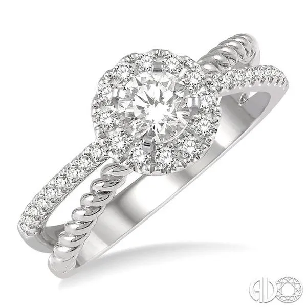【楽ギフ_のし宛書】 Two Floral Semi-Mount Ctw 1/4 Ashi Tone Diamond Cut Round フラワー・リース