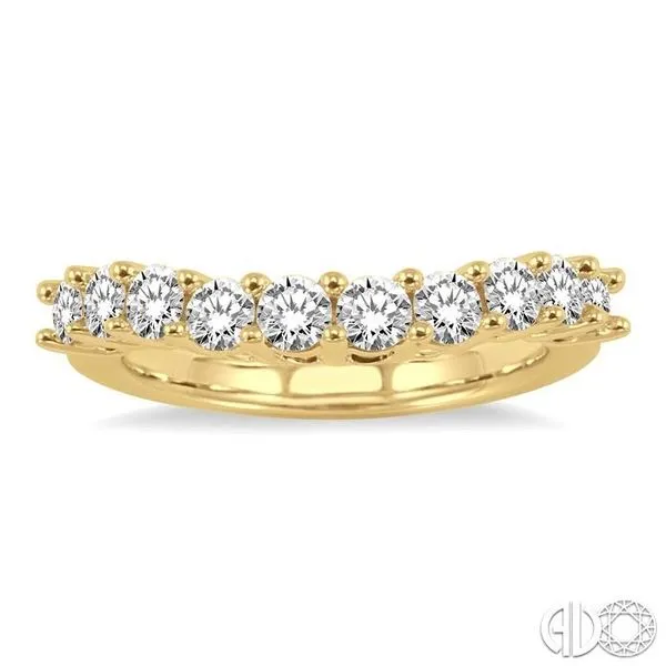 1 Ctw Round Cut Diamond V Shape Band in 14K Yellow Gold