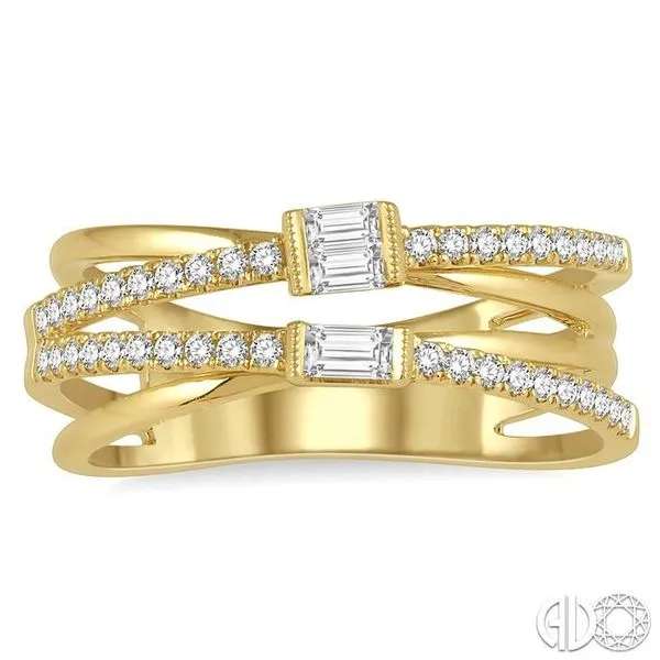 3/8 ctw Cris-Cross Baguette and Round Diamond Fashion Rin...
