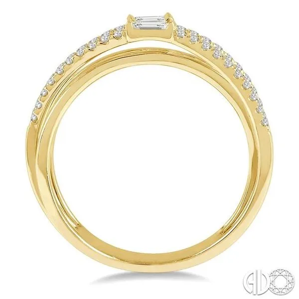 3/8 ctw Cris-Cross Baguette and Round Diamond Fashion Rin...