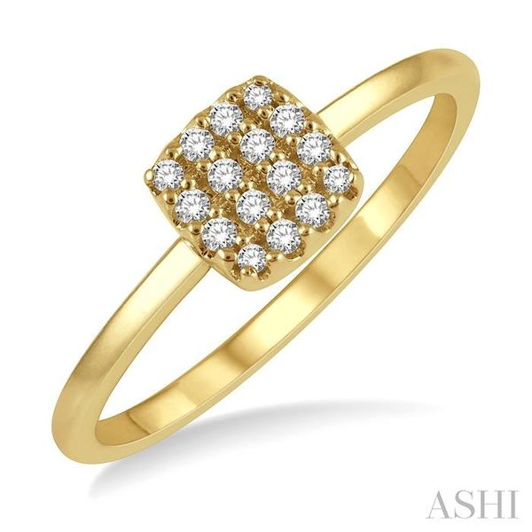 1/8 ctw Cushion Shape Round Cut Diamond Petite Fashion Ring in 14K Yellow Gold Grogan Jewelers Florence, AL